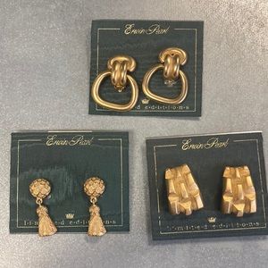 Authentic Bundle of 3 Costume Clip Erwin Pearl Earrings Pre Owned